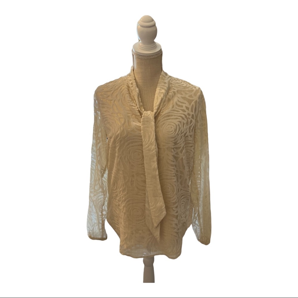 Michael Kors long sleeve white tie blouse w/ metallic detail New with tags.  .